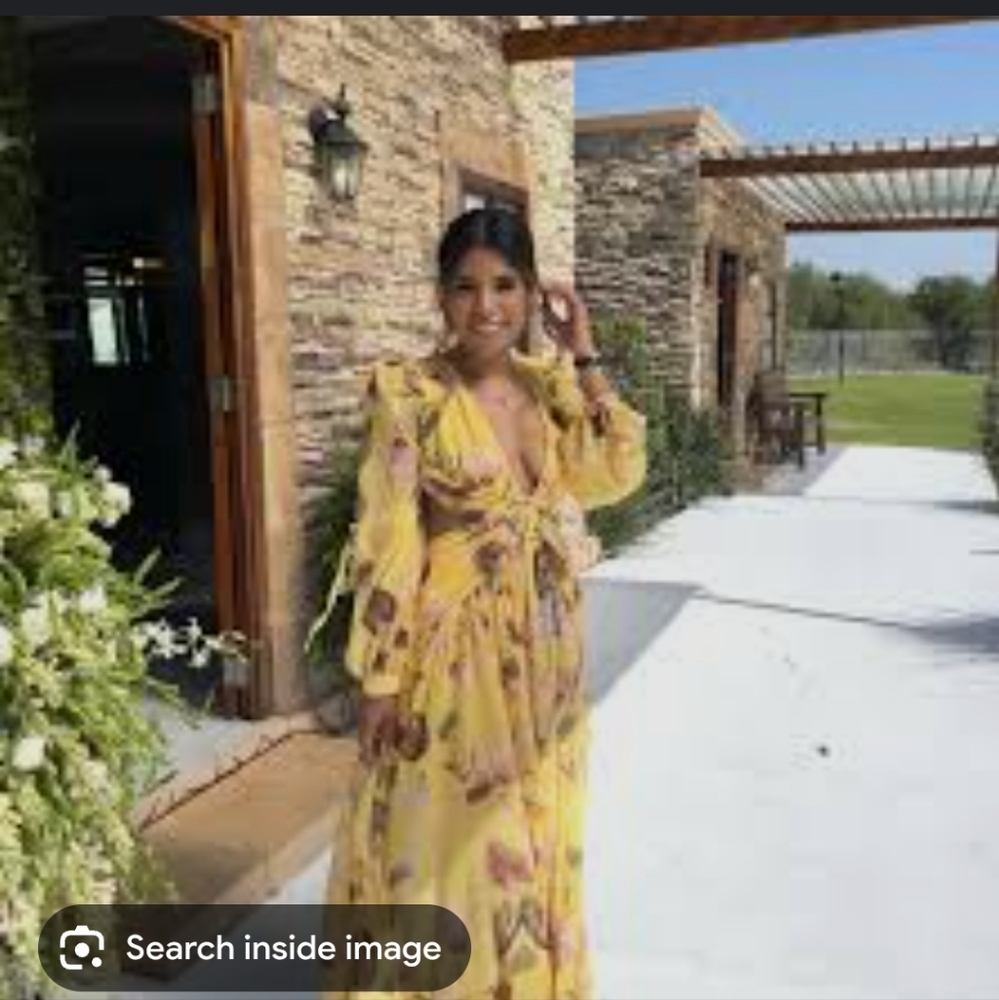 Yellow Tie Front Ruffled Sundress with Bishop Sleeves